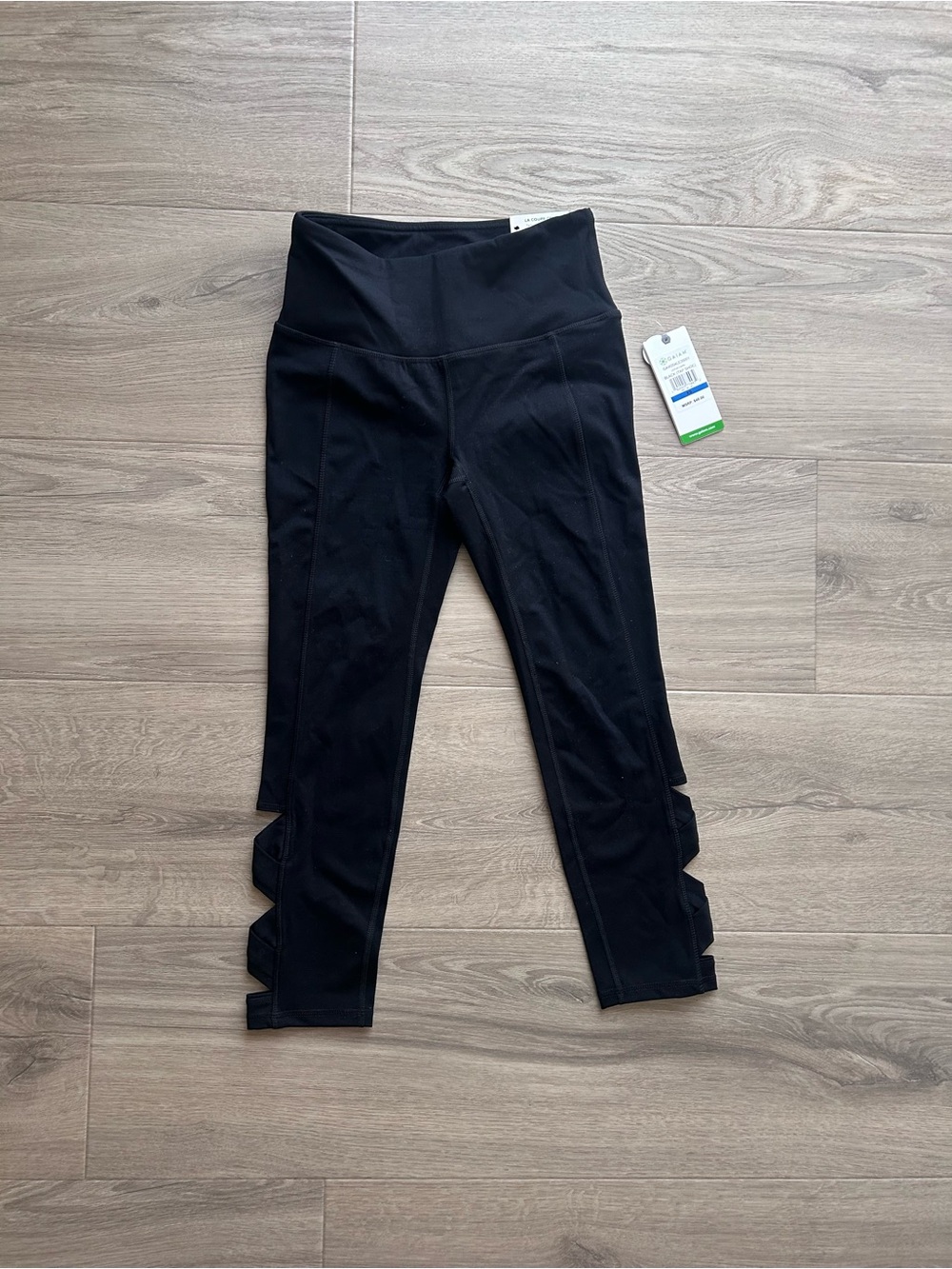 Gaiam Black High-Waisted Cutout Leggings XS